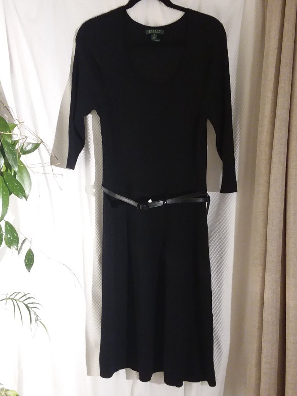 Lauren Ralph Lauren Black Merino Wool Sweater Dress